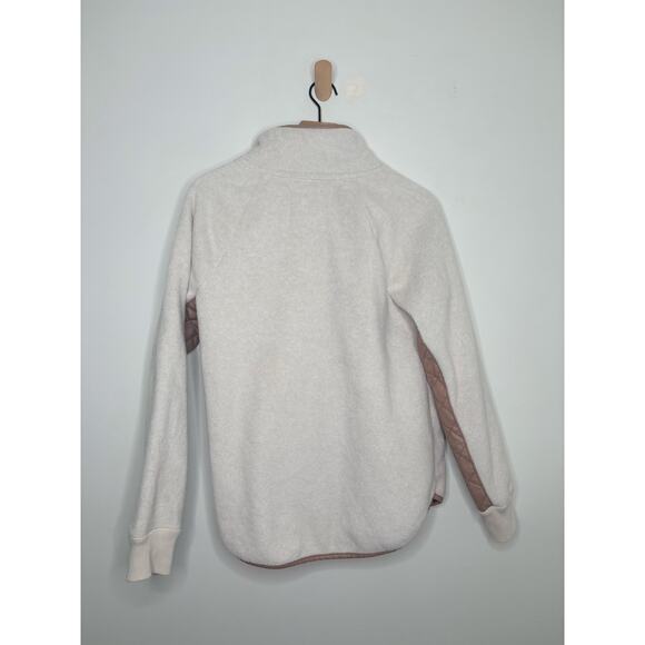 Abercrombie & Fitch Faux Leather Quilted Asymmetrical Snap Fleece Pullover Small - Picture 5 of 7